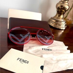 FENDI Run Away Fashion Sunglasses FF 0285 C9A0L Red Metal / Coral
Red Lens